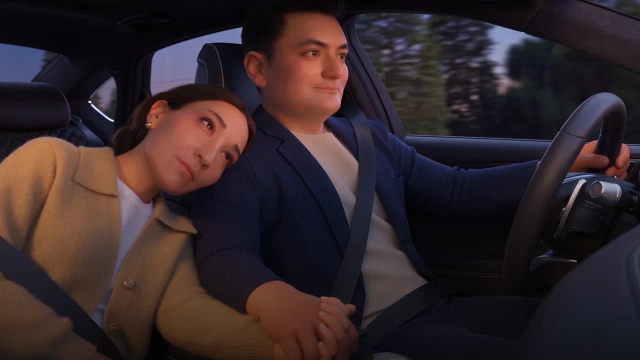 A quiet evening drive, holding hands
